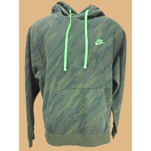 Nike Mens Medium Camouflage Print Hoodie With Neon Green